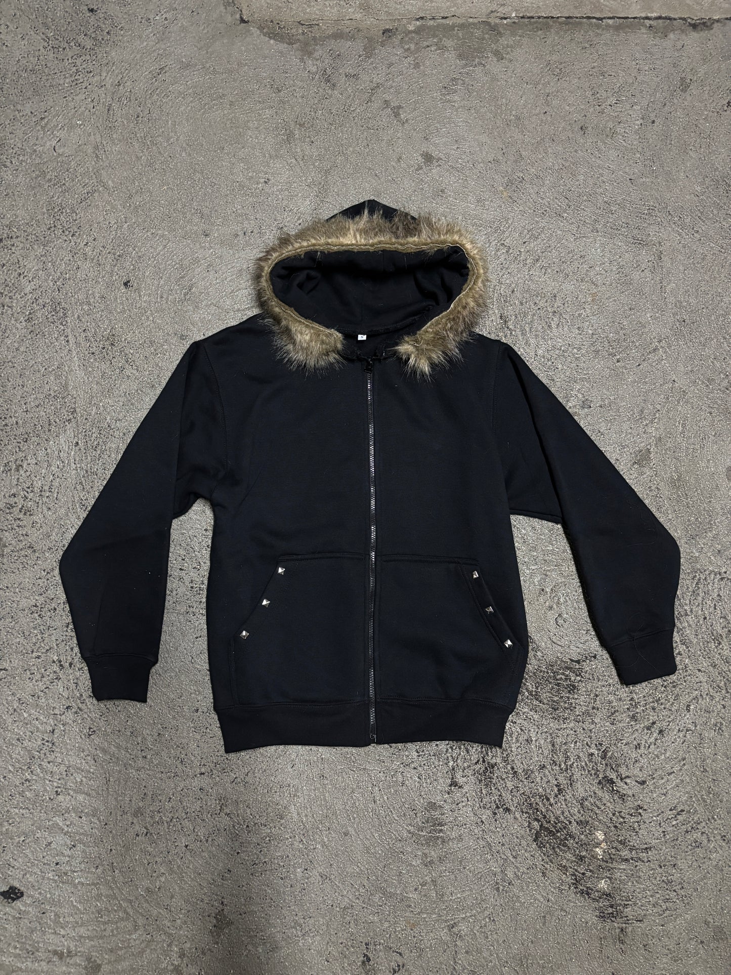 FURR BLACK STUDDED ZIP UP HOODIE